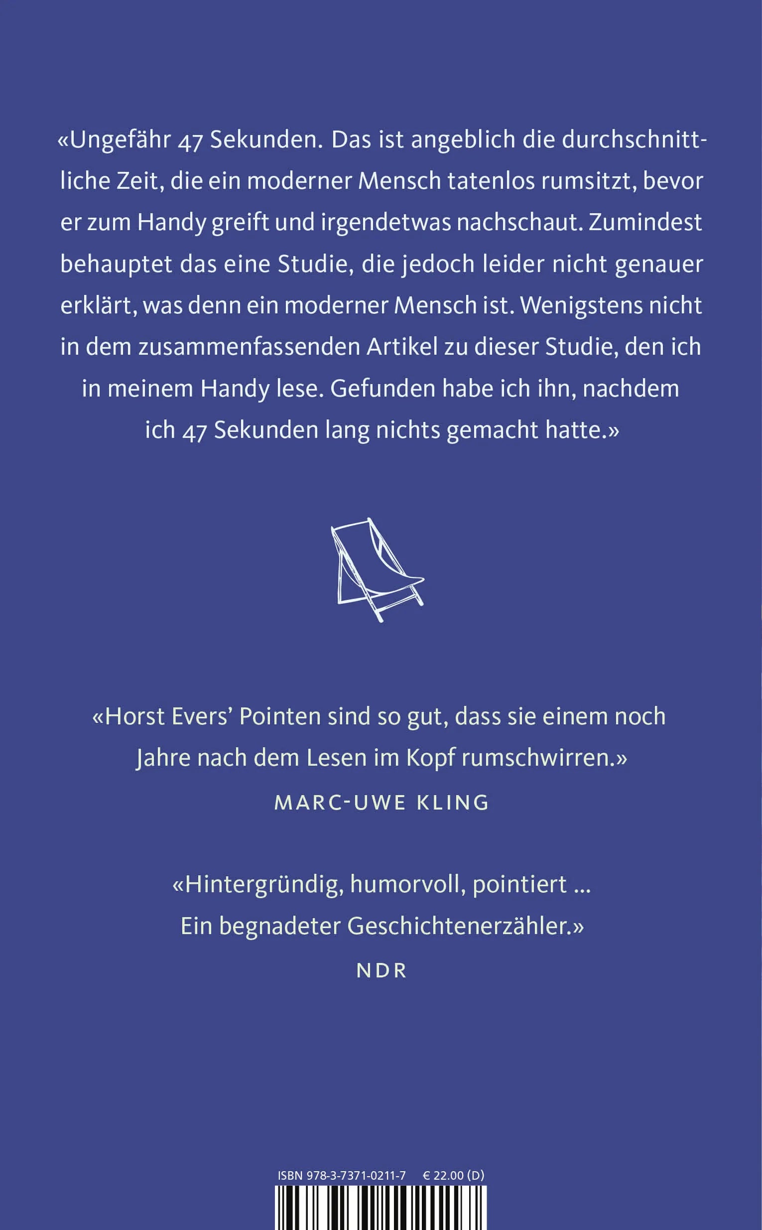 Buchrückseite von 'Zu faul zum Nichtstun' mit Klappentext - Gebundene Ausgabe