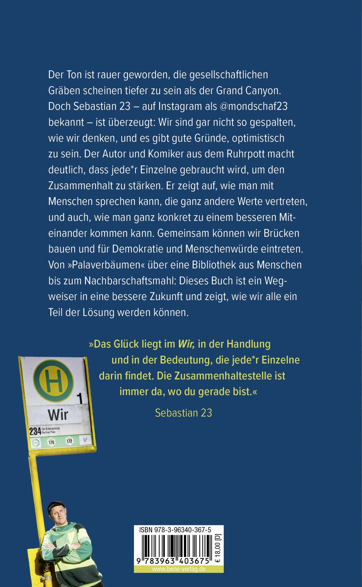 Buchrückseite von 'Zusammenhaltestelle' mit Klappentext - Gebundene Ausgabe