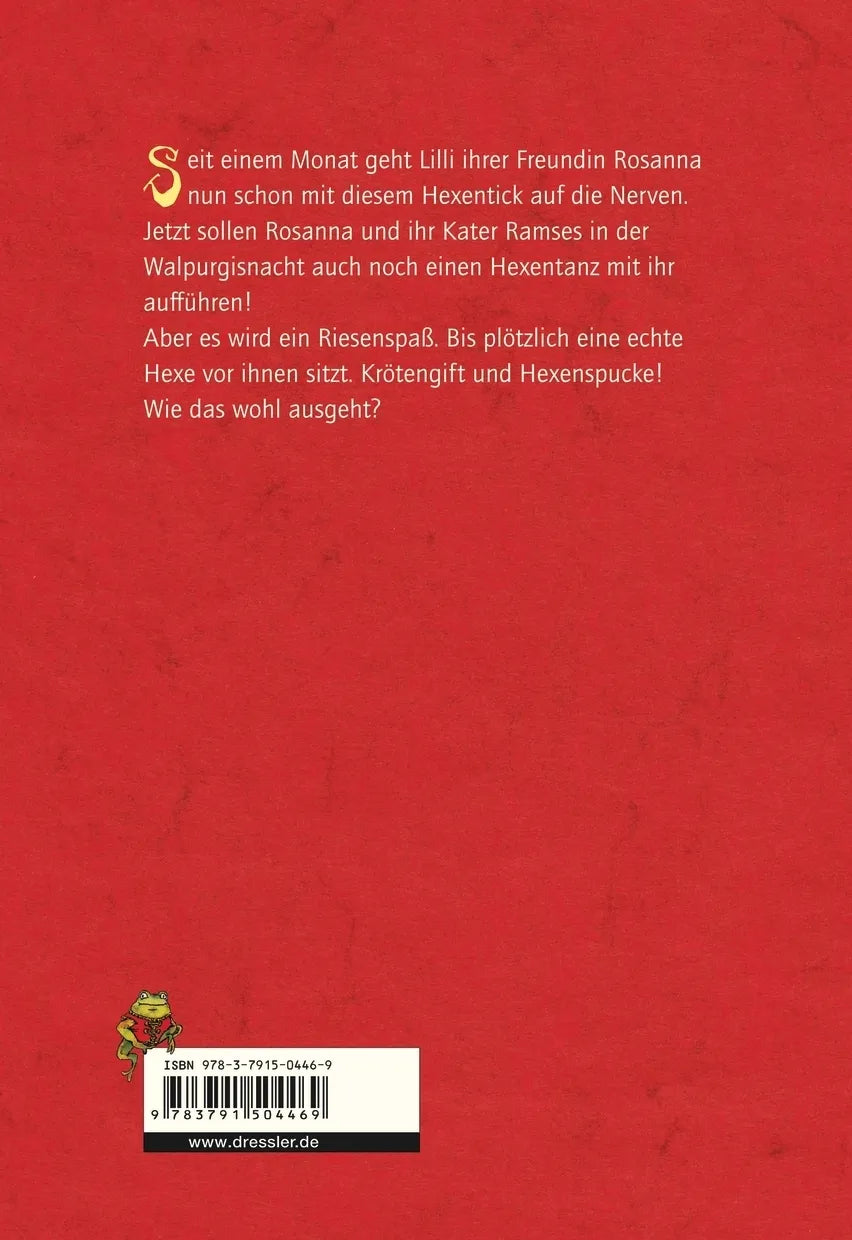 Buchrückseite von 'Zwei wilde kleine Hexen' mit Klappentext - Gebundene Ausgabe