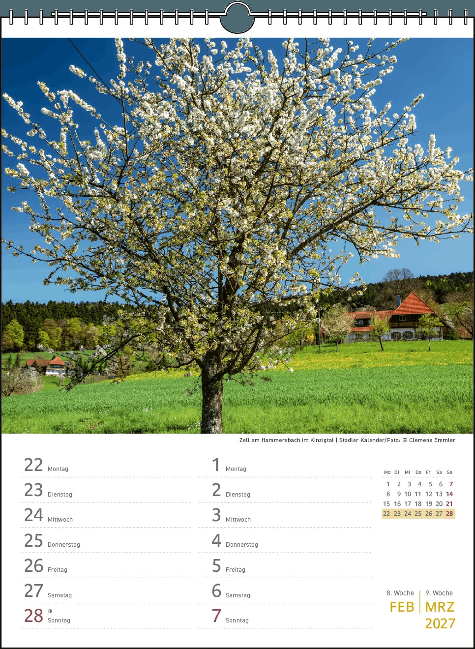 Zwei-Wochenplaner Schwarzwald 2027 – Ansicht
