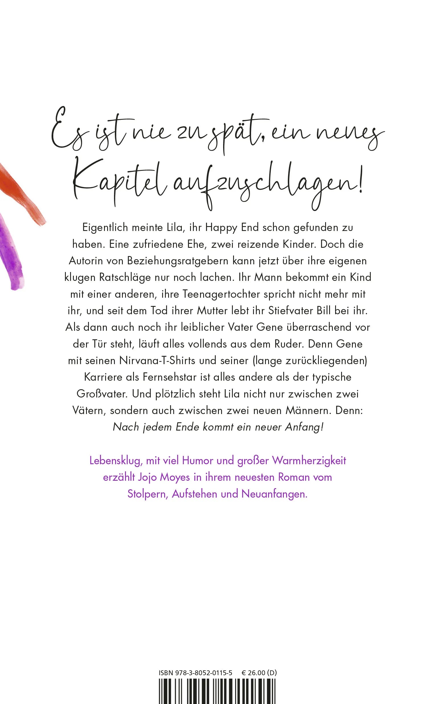 Buchrückseite von 'Zwischen Ende und Anfang' mit Klappentext - Gebundene Ausgabe
